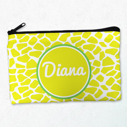 Leopard Limone Gelb Schminktasche Reißverschluß Personalisieren 10,2 x 17,8 cm