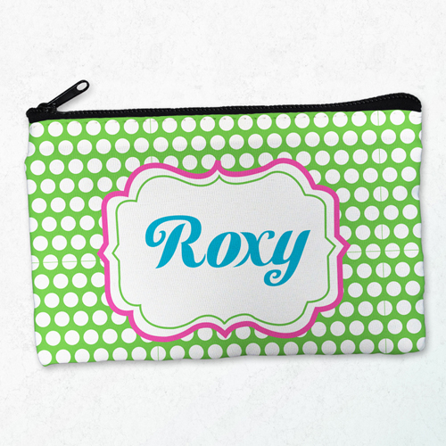 Pünktchen Hell Grüne Schminktasche Reißverschluss Beide Seiten gleich Personalisieren