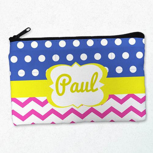 Punkte Wellen Schminktasche Beide Seiten gleich Personalisieren 12,7 x 20,2 cm
