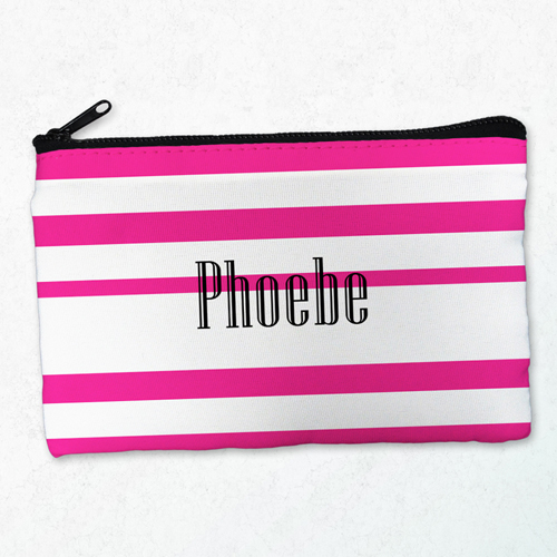 Fuchsia Gestreifte Kosmetiktasche Personalisieren