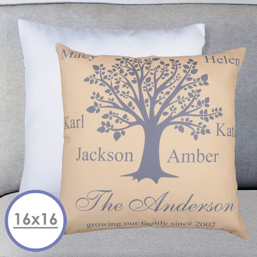 Stammbaum Beige Personalisierter Kissenbezug 40,6 x 40,6 cm
