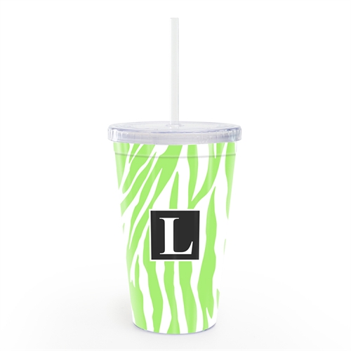 Zebra Grüner Doppelwand Acrylbecher Personalisieren