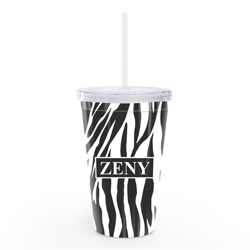 Zebramuster Doppelwand Acrylbecher Personalisieren