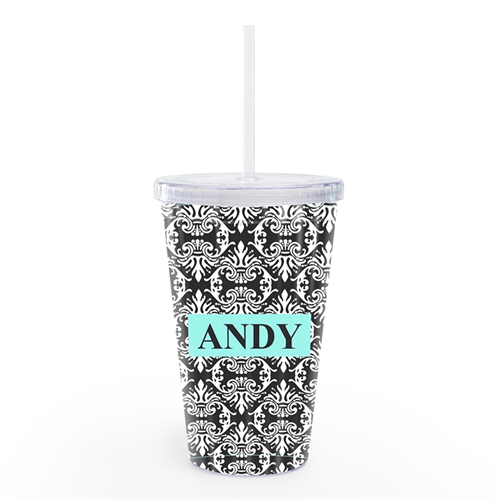 Doppelwand Acrylbecher Damast Personalisieren Gestalten