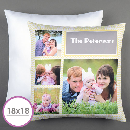 Chevron Collage Gelb Vier Fotos Personalisierter Kissenbezug 45,7 x 45,8 cm