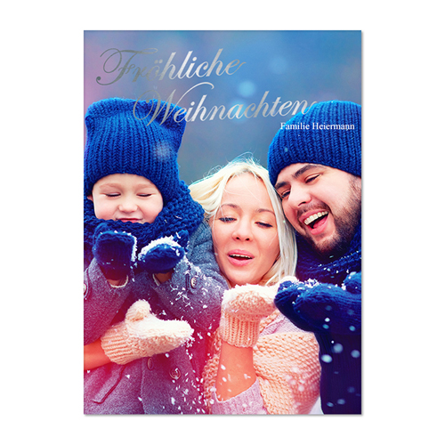 Frohe Weihnacht Silber Erhaben Geprägt Foto Weihnachtskarte 127x178