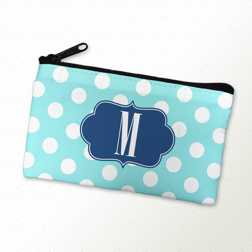 Aqua Punkte Schmicktasche Reißverschluß 10,2 x 17,8 cm Personalisieren