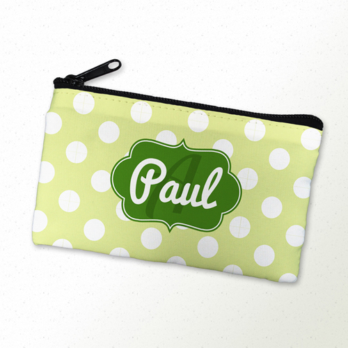 Grün Punkte Schmicktasche Reißverschluß Personalisieren 10,2 x 17,8 cm
