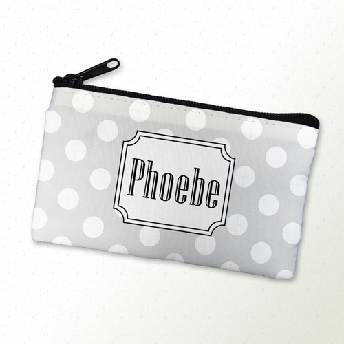 Polkapunkte Schmicktasche Reißverschluß Personalisieren 10,2 x 17,8 cm