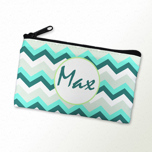 Türkis Graue Wellen Schmicktäschchen Clutch Reißverschluß 10,2 x 17,8 cm Personalisieren