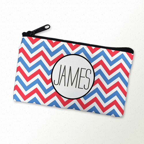 Blau Rot Weiß Schmicktäschchen Clutch Reißverschluß 10,2 x 17,8 cm Personalisieren