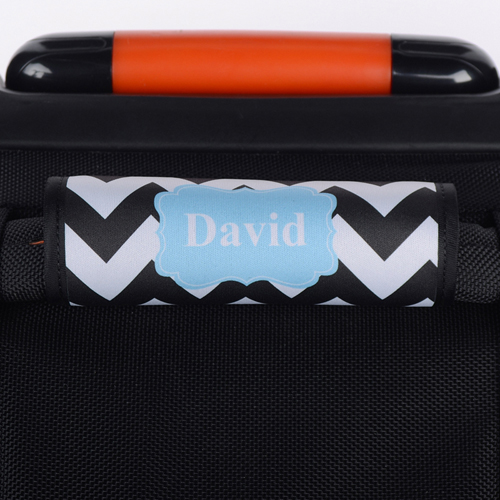 Wellen Schwarz Aqua Personalisierter Kofferanhänger