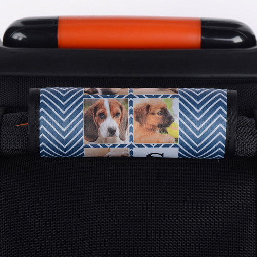 Dunkelblau Wellen Collage Personalisierter Gepäckanhänger