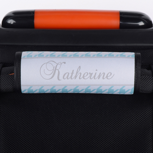 Hahnentritt Aqua Rahmen Personalisierter Kofferanhänger