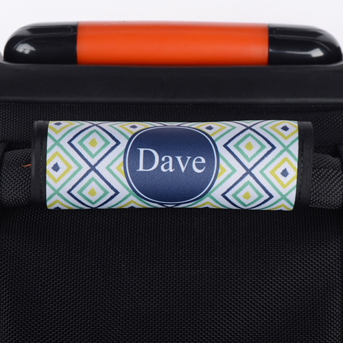 Ikat Pfauenblau Dunkelblau Personalisierter Kofferanhänger