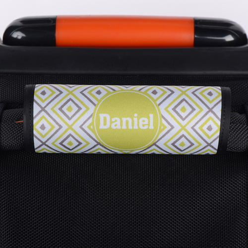 Ikat Grün Grau Personalisierter Kofferanhänger