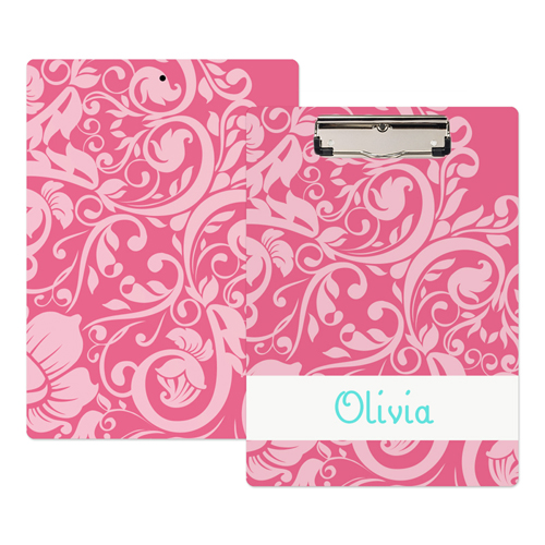 Pink Blumenmuster Personalisiertes Klemmbrett