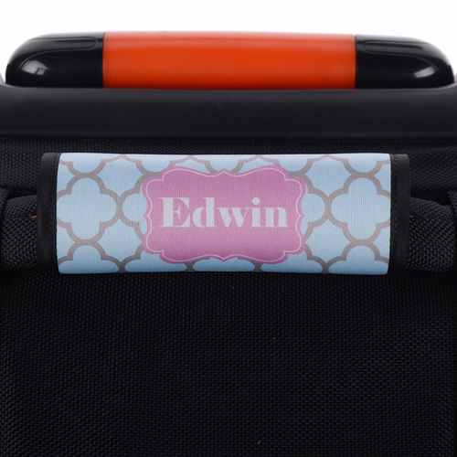 Kleeblattmuster Aqua und Grau Personalisiertes Kofferschild