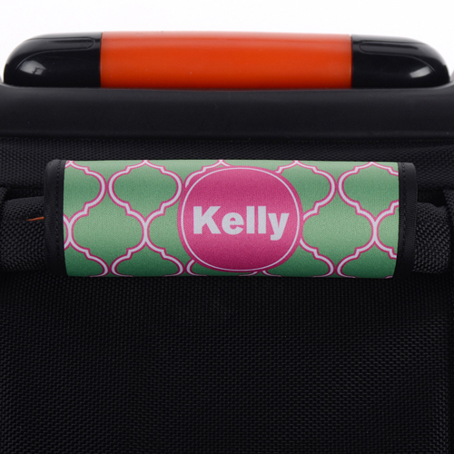 Pfauenblau und Pink Vierpass Personalisiertes Kofferschild