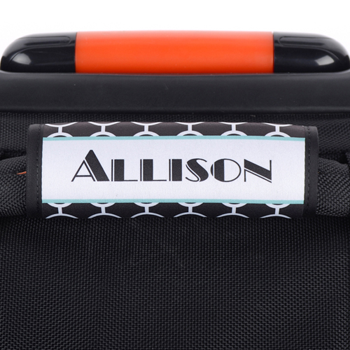 Schwarze Kreise Aqua Personalisierter Kofferanhänger