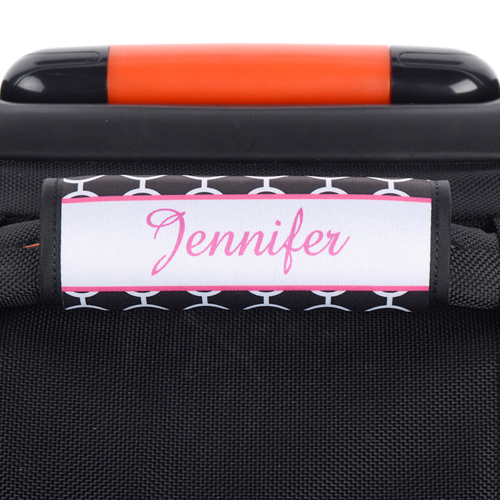 Schwarze Kreise Pink Personalisierter Kofferanhänger