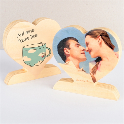 Auf eine Tasse Tee oder zwei Fotoherz aus Holz Personalisieren