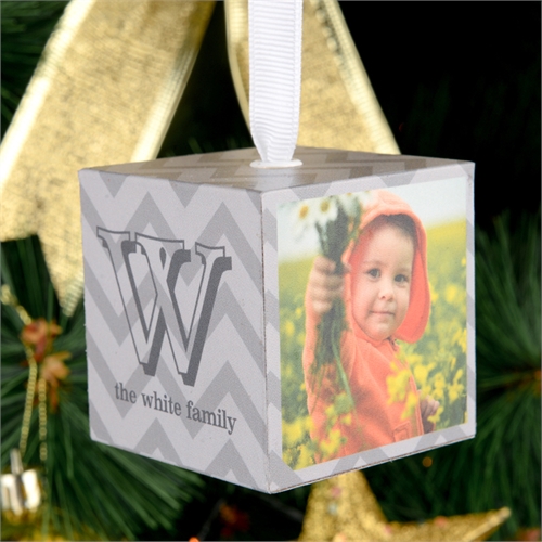 Wellen Zickzack Fotowürfel selbst gestalten Weihnachtsschmuck 5,1 cm