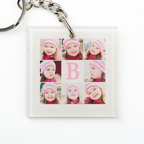 Collage Weiß Quadrat Kunststoff Schlüsselbund Personalisieren