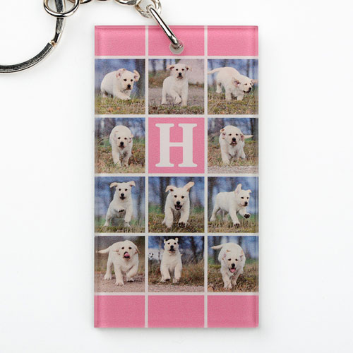 Pink Collage Schlüsselbund Kunststoff Personalisieren 38x70mm