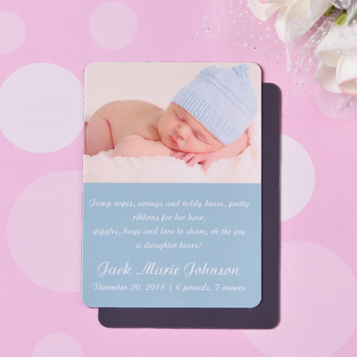 Baby-ist-da Photo-Magnet, Babyblau