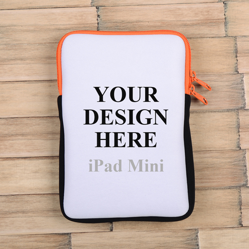 Oranger Reißverschluss iPad Mini Hülle Hochformat Einseitig Personalisieren 21,0 x 14,6 cm