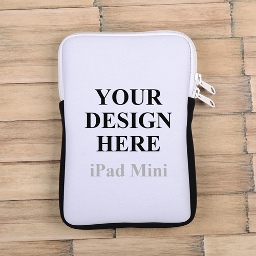 Weißer Reißverschluss iPad Mini Hülle Hochformat Einseitig Personalisieren 21,0 x 14,6 cm