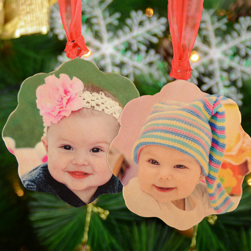 Personalisierter Foto Holzschmuck Schneeflocke
