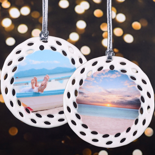 Porzellan Filigran Schmuck Rund Weihnachten Beidseitig Personalisieren
