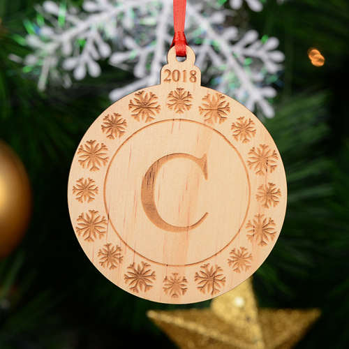 Schneeflocke Personalisiert Gravierter Holzschmuck