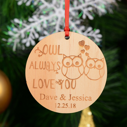 Eule Personalisiert Gravierter Holzschmuck