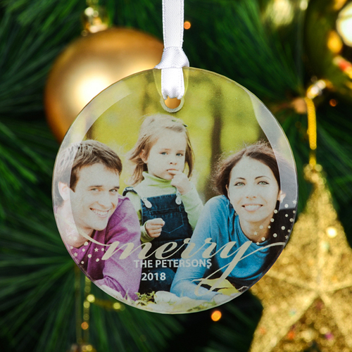 Frohe Weihnachten Glasschmuck Selbst Gestalten Rund mit Foto