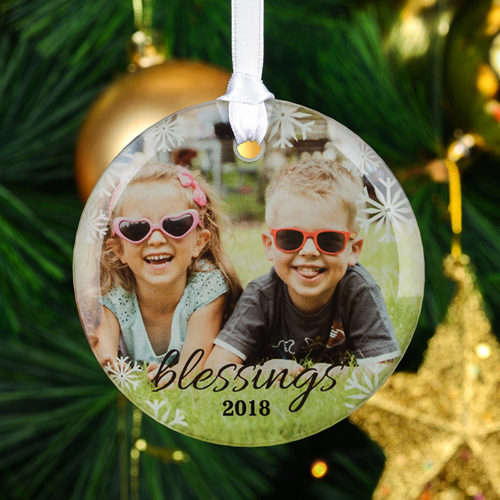 Gesegnete Weihnachten Glasschmuck Selbst Gestalten Rund mit Foto