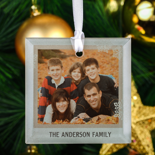 Perlen Weihnachten Glasschmuck Personalisieren Foto Quadrat