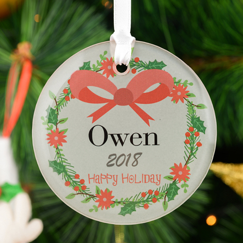 Weihnachten Glasschmuck Personalisieren Gravur Rund