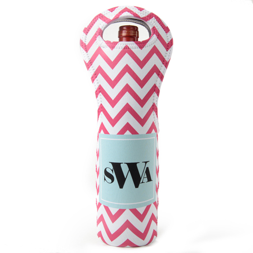 Fuchsie Pfauenblau Weintasche aus Neopren Beide Seiten Personalisieren