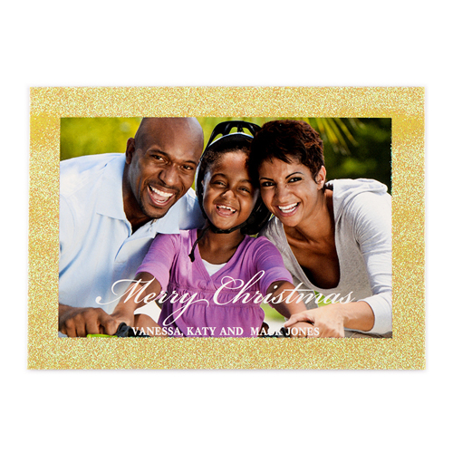 Weiße Weihnachten Gold Glitzer Personalisierte Foto Weihnachtskarte 127x178