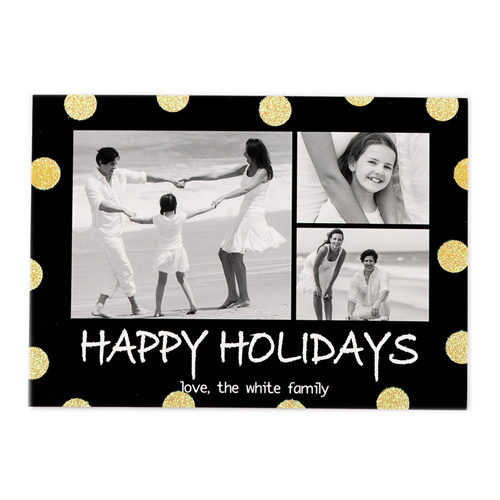 Frohe Feiertage Schwarz Gold Glitzer Personalisierte Weihnachtskarte 127x178