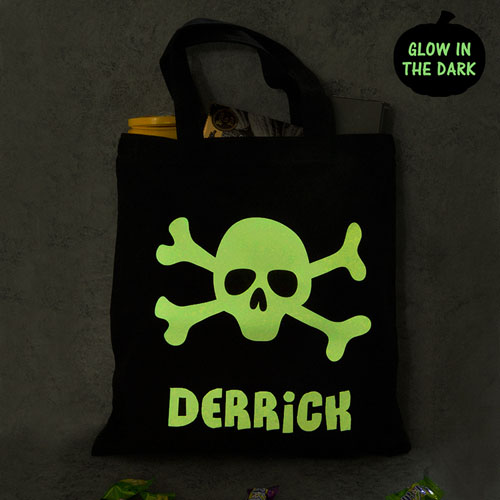 Totenkopf Leuchtet im Dunkeln Tasche Personalisieren Leuchtende Gruselmomente