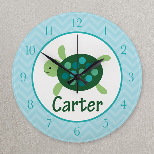 Elefant Aqua und Grün Runde Wanduhr Personalisieren Acryl