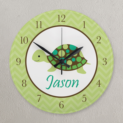 Grüne Schildkröte Runde Wanduhr Personalisieren Acryl 27,3 cm