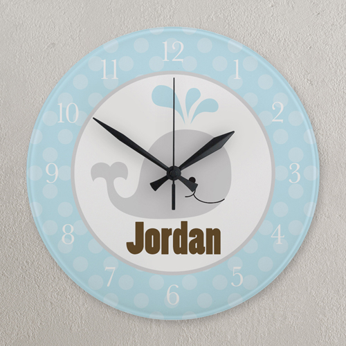 Walfisch Blau und Grau Runde Wanduhr Personalisieren Acryl 27,3 cm