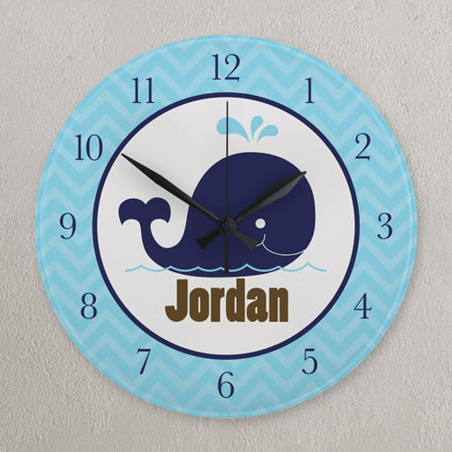 Navy und Blauer Elefant Runde Wanduhr Personalisieren Acryl