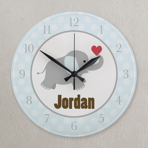 Blauer Elefant Runde Wanduhr Personalisieren Acryl 27,3 cm