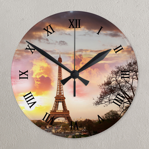 Römische Zahlen Weiße Zeiger Runde Wanduhr Personalisieren